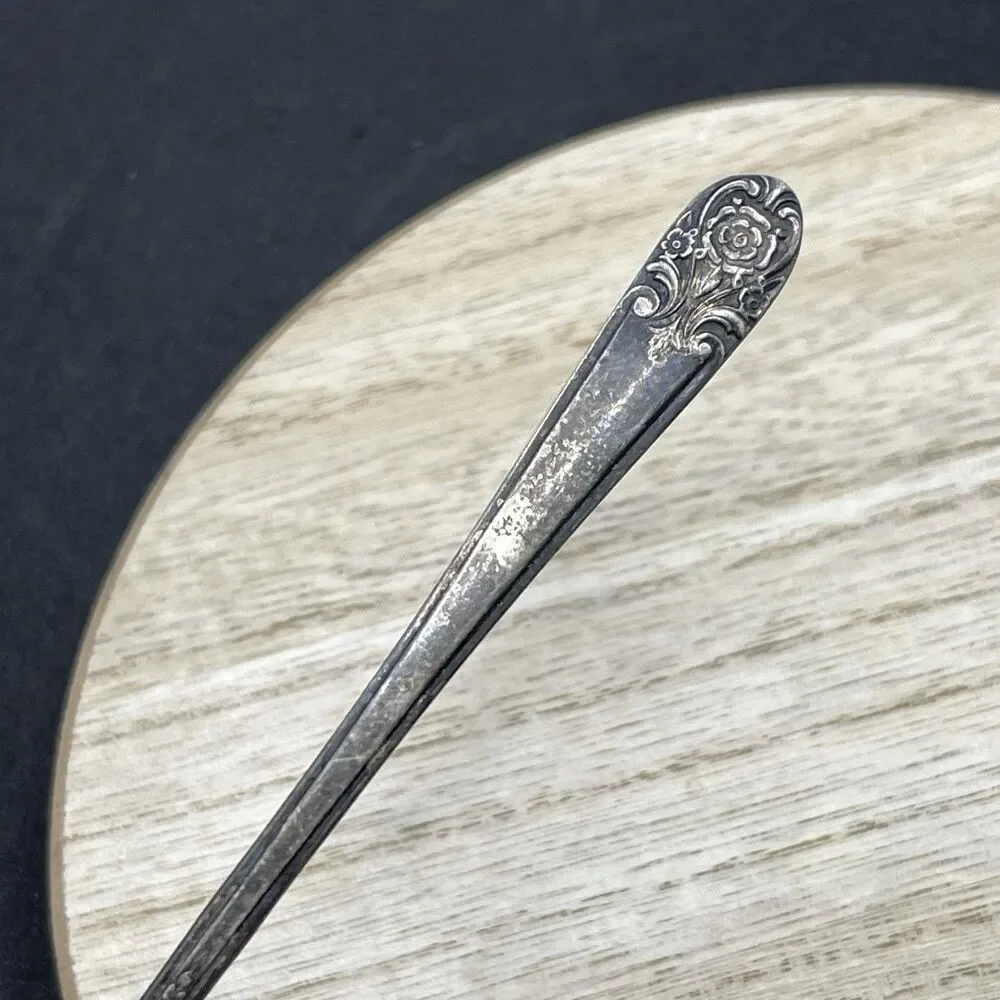 VTG 1954 International Silver Co Melody Silver Plate Dinner Fork Patina Tarnish
